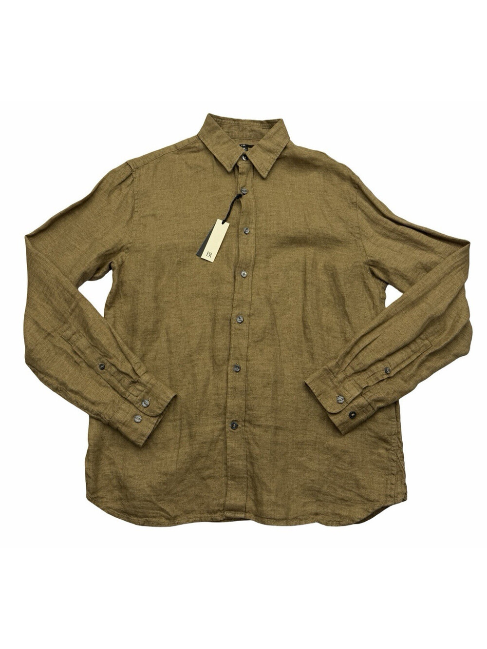 Banana Republic Men's Linen Button Up Shirt Standard FIt Brown Size M